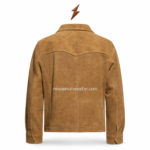 NGL Suede Jacket Manufacturer design with a dark brown ribbed bomber collar