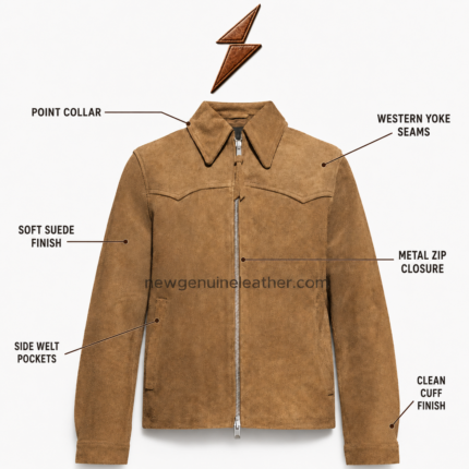 NGL Suede Jacket Manufacturer tan bomber jacket with dark brown ribbed trims