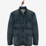 Wholesale Men’s Denim Jackets NEW GENUINE LEATHER dark-blue denim jacket with rear center seam and shaped shoulder panels