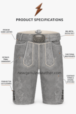 Traditional lederhosen with rectangular NGL mountain buckle