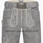 Traditional lederhosen with tonal Bavarian embroidery