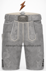 Traditional lederhosen with tonal Bavarian embroidery