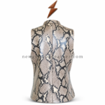 Leather Vest Women back view with fitted sides and center seam by NGL