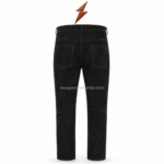 NEW GENUINE LEATHER Black Leather Pants back view with twin pockets and structured waistband seams