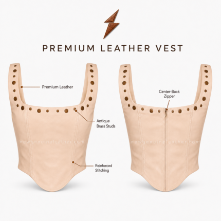 New Genuine Leather Women’s leather corset top with rear zipper