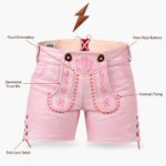 NEW GENUINE LEATHER Damenlederhosen rear view with waistband lacing and stitched seams