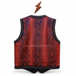 NEW GENUINE LEATHER Snakeskin Leather Vest collar detail with realistic NGL woven label, red scales and black edging