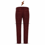 NEW GENUINE LEATHER Suede Leather Pants back view in burgundy with twin patch pockets and shaped waistband seams