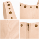 NGL cream leather corset top with alternating antique brass studs