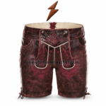 NGL Damen Trachtenlederhose kurz with curved pockets, stitched seams and cream piping