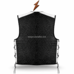 NGL Genuine Leather Biker Vest in half-zip pose with black crocodile texture and visible red paisley inner lining