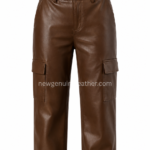 NGL brown Leather Cargo Pants front view with utility pockets