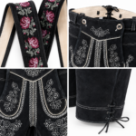 NGL lederhosen shop munich floral embroidered suspenders with silver buckles