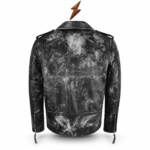 NGL black biker jacket with asymmetric closure, metal zippers and snap lapels