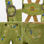 NGL Damen-Lederhose mit Hosenträgern with embroidered Bavarian chest panel by New Genuine Leather
