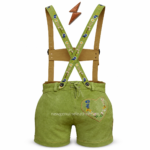 NGL Damen-Lederhose mit Hosenträgern featuring blue floral embroidery and metal buckles by New Genuine Leather
