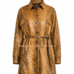 New Genuine Leather metallic Silver Leather Trench Coat texture and stitching close-up