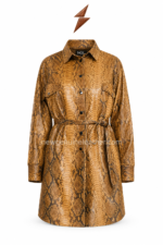 New Genuine Leather metallic Silver Leather Trench Coat texture and stitching close-up